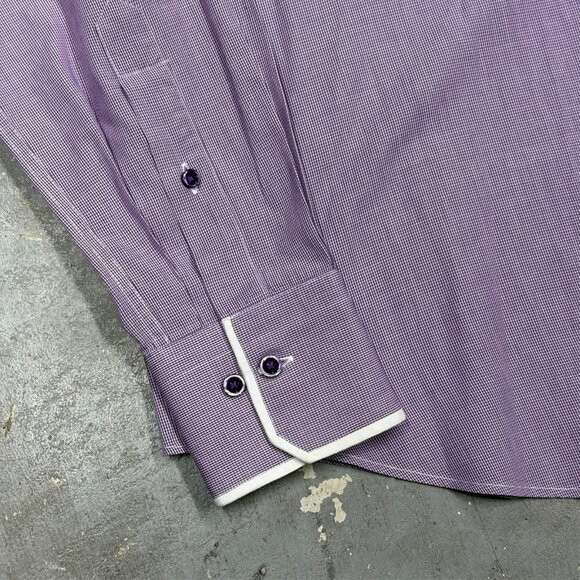 Pal Zileri Dress Shirt Made in Italy Long Sleeve Button Up Purple 15 3/4 Medium - Picture 3 of 11